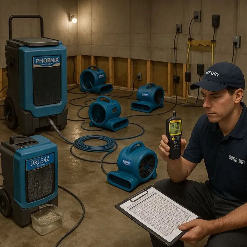Structural Drying and Dehumidification process in Cypress, CA